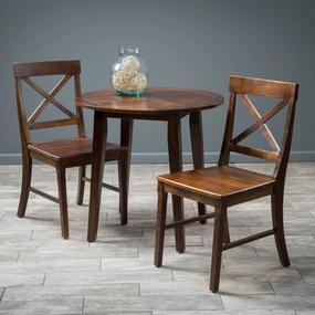 3pc Mahogany Stained Wood Round Table Dining Set - NH283592 kitchen accessories, table linens