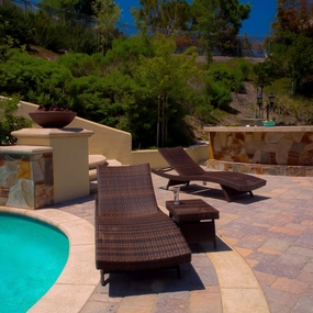 3pc Outdoor Wicker Chaise Lounge & Table Set - NH769352 outdoor furniture, garden bench
