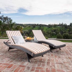 3pc Outdoor Wicker Chaise Lounge Chair & Table Set - NH190003 patio umbrella, gazebo
