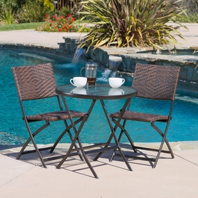 3pc Outdoor Wicker Folding Bistro Set - NH366922 outdoor lounge chair, patio sofa
