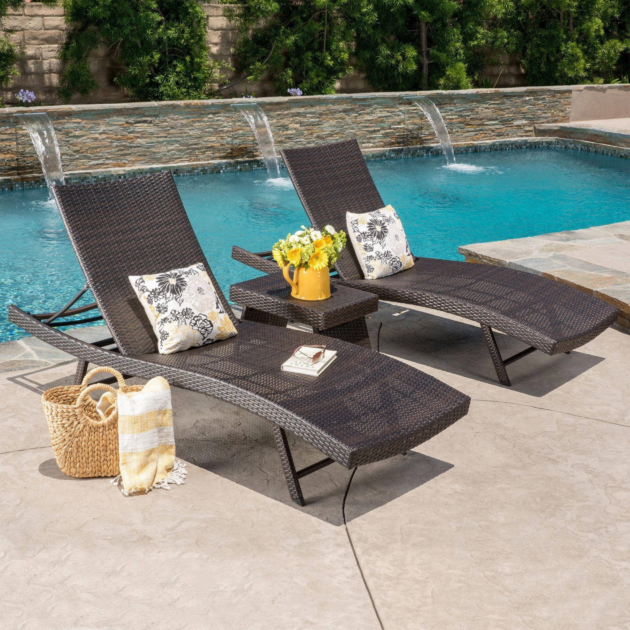 3pc Wicker Chaise Lounge Set - NH407592 patio umbrella, gazebo