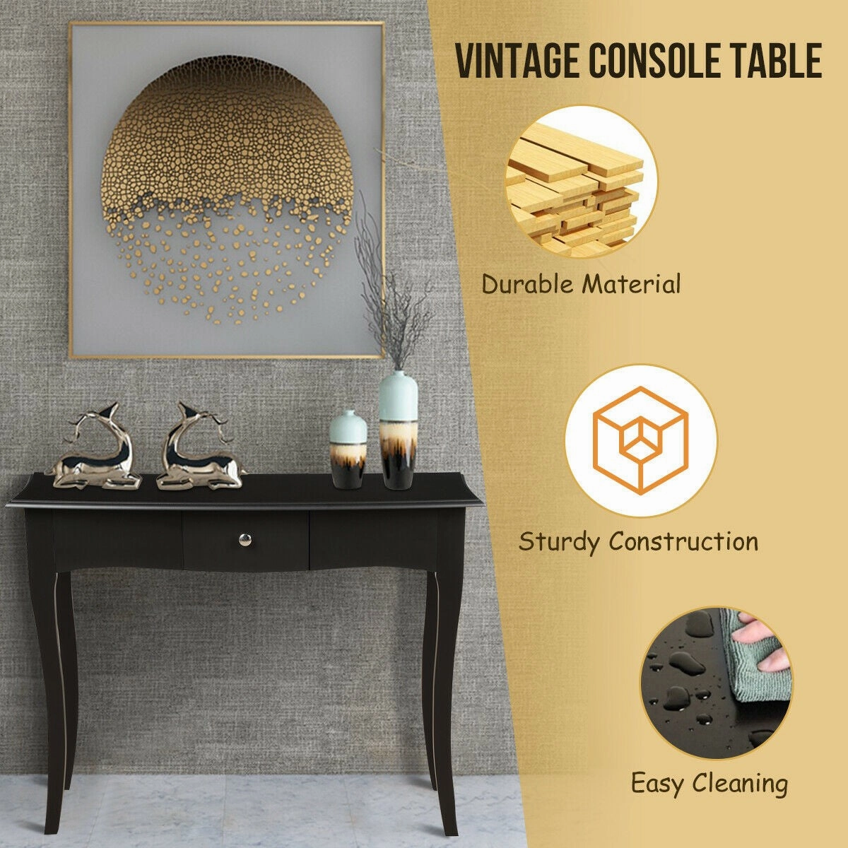 40 x 14 x 31.5 Inch Entryway Sofa Table