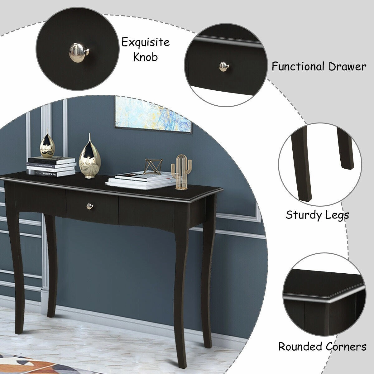 40 x 14 x 31.5 Inch Entryway Sofa Table