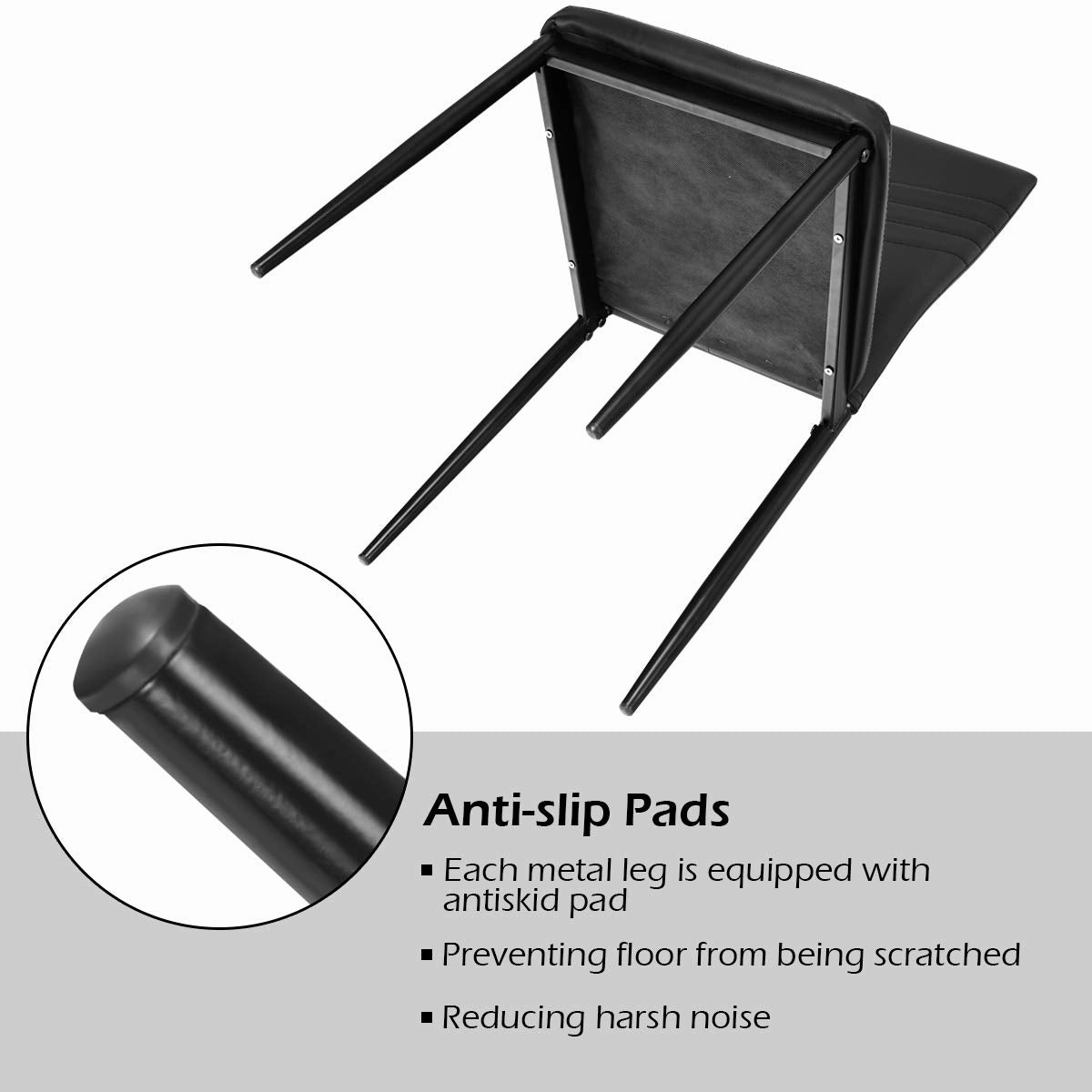 4 Dining Chairs, High Back Dining Side Chairs w/PVC Leather & Non-Slip Feet Pads