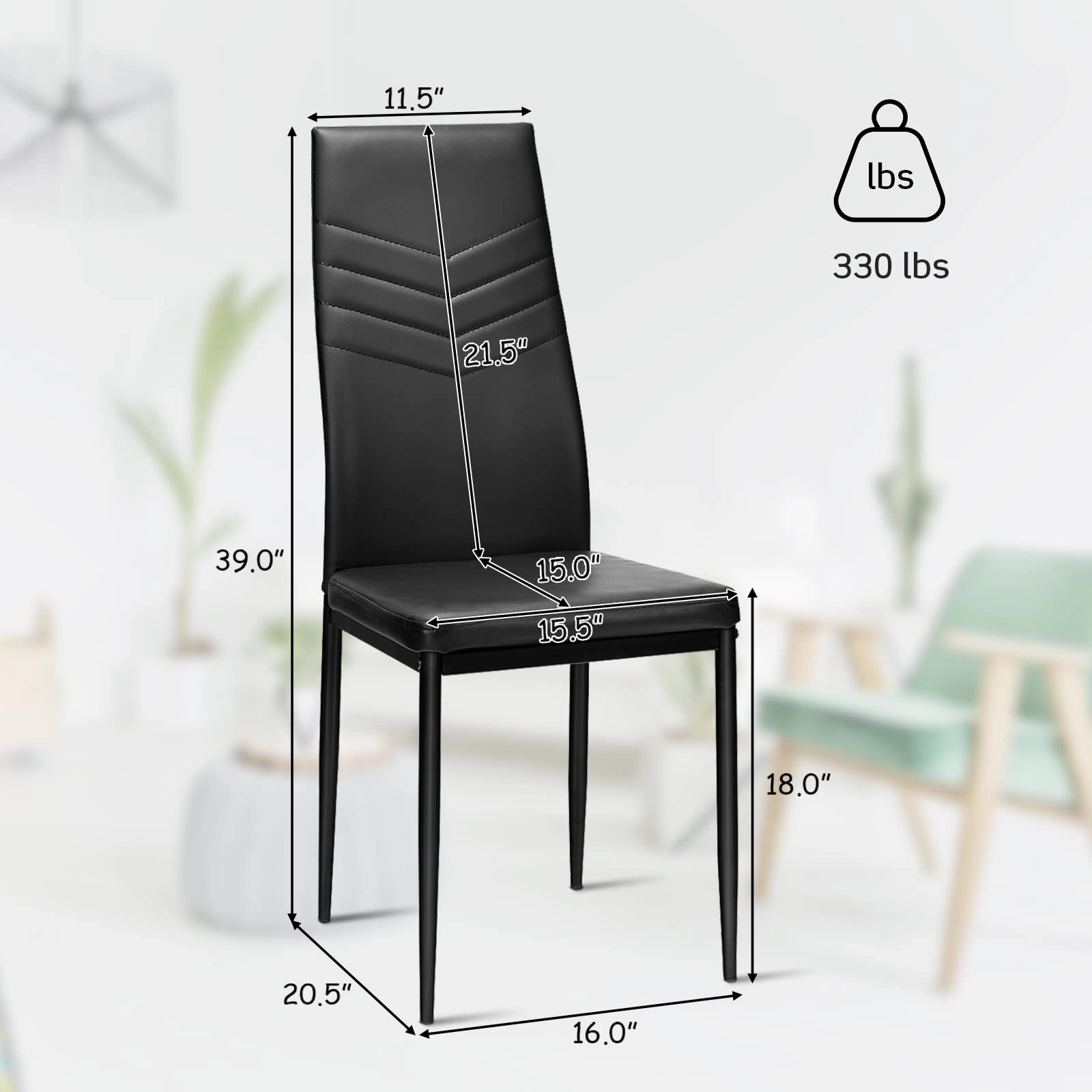4 Dining Chairs, High Back Dining Side Chairs w/PVC Leather & Non-Slip Feet Pads