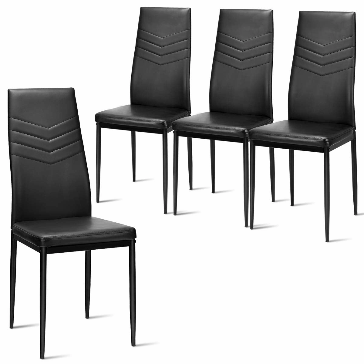 4 Dining Chairs, High Back Dining Side Chairs w/PVC Leather & Non-Slip Feet Pads kitchen towel, placemats