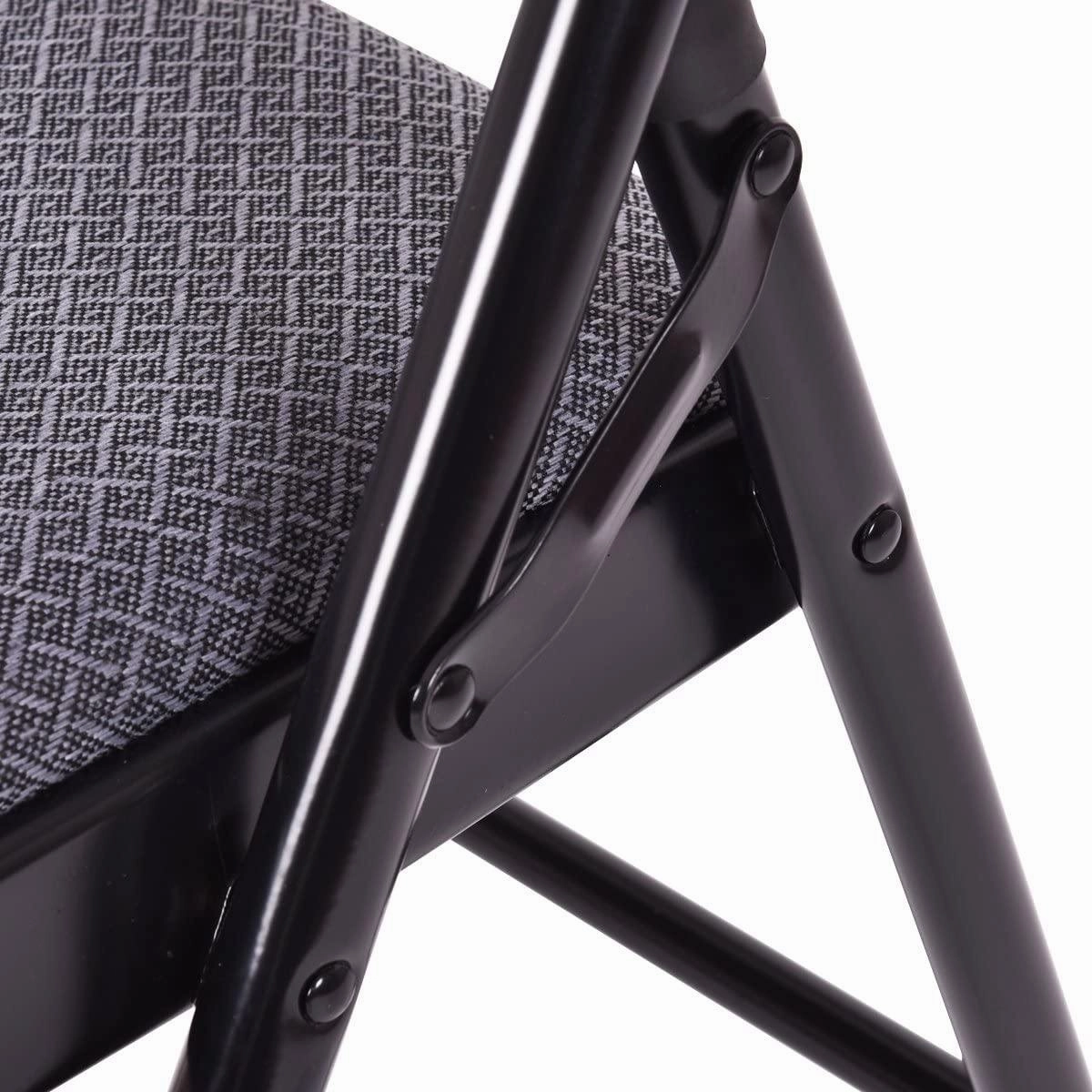 4-Pack Folding Chairs with Metal Frame and Fabric Upholstered Padded Seat