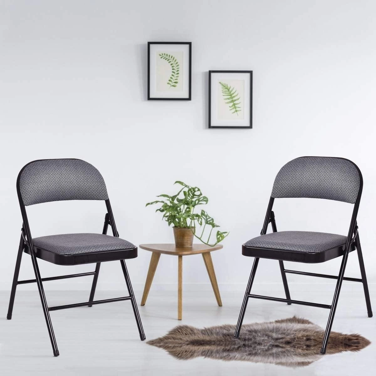 4-Pack Folding Chairs with Metal Frame and Fabric Upholstered Padded Seat