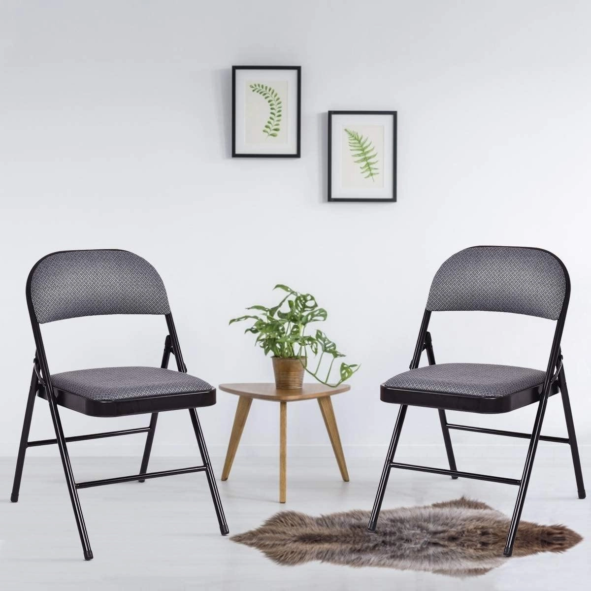 4-Pack Folding Chairs with Metal Frame and Fabric Upholstered Padded Seat