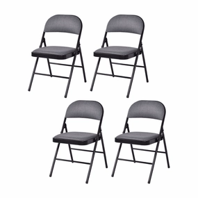 4-Pack Folding Chairs with Metal Frame and Fabric Upholstered Padded Seat outdoor dining set, patio table