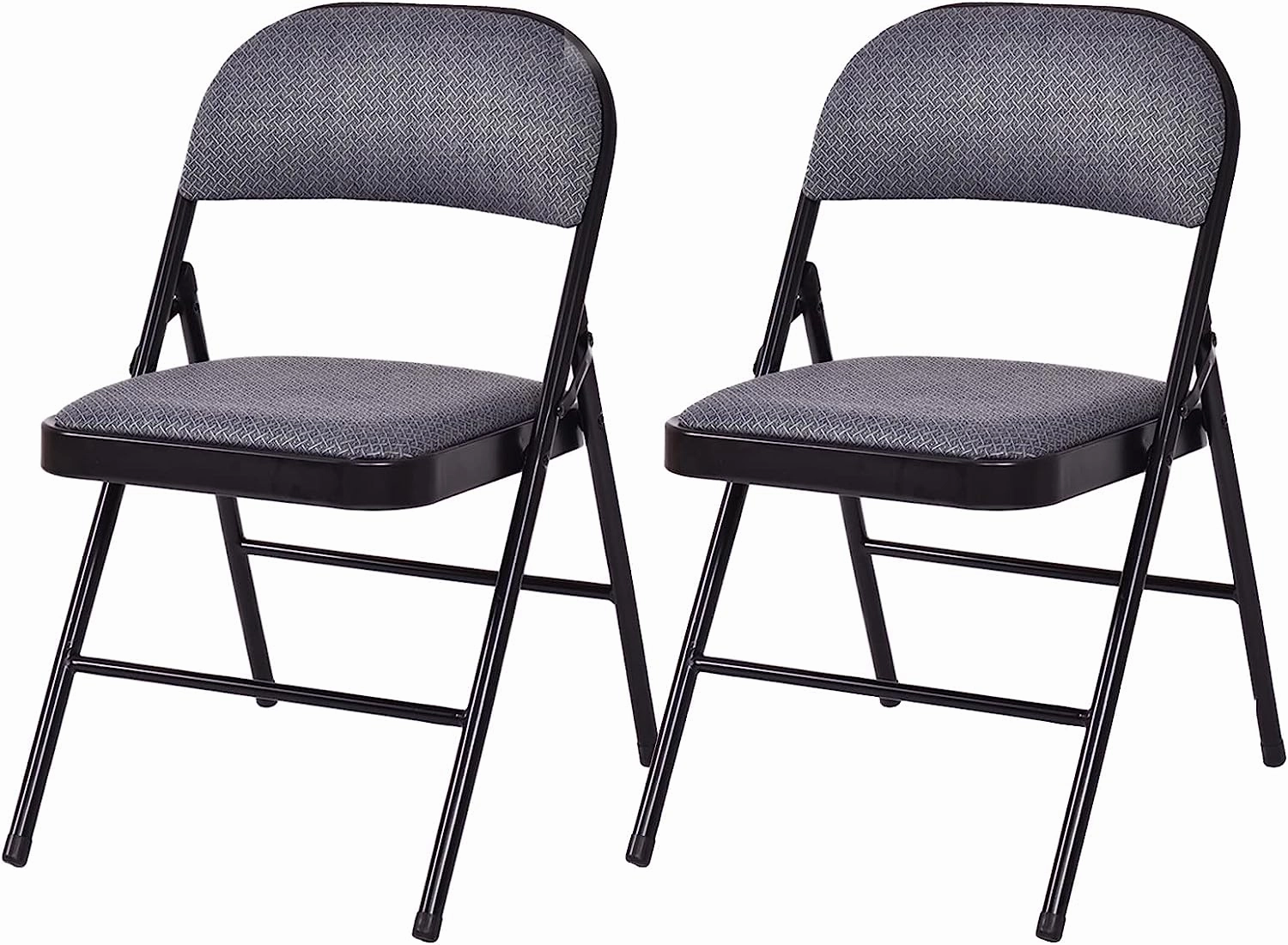 4-Pack Folding Chairs with Metal Frame and Fabric Upholstered Padded Seat