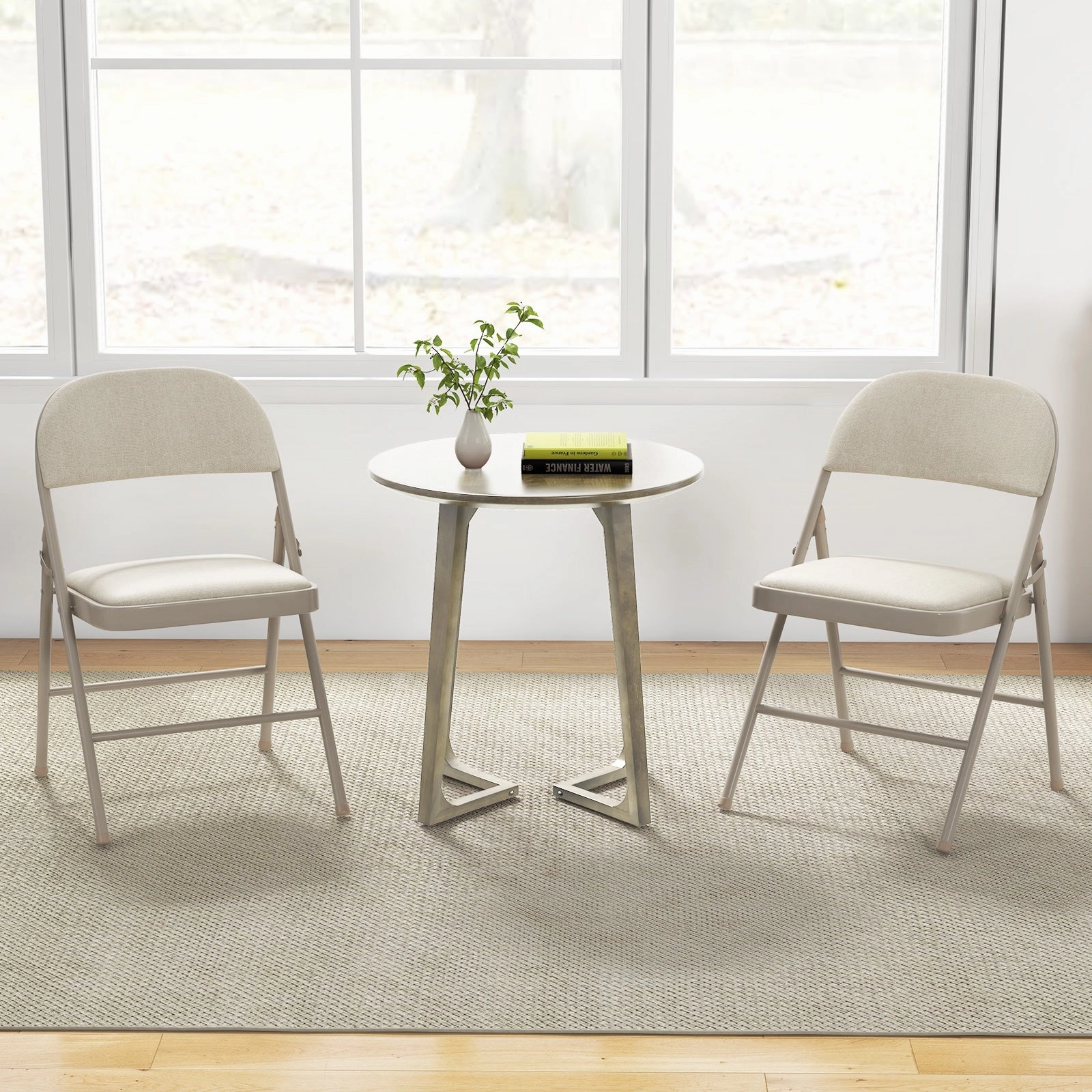 4-Pack Folding Chairs with Metal Frame and Fabric Upholstered Padded Seat