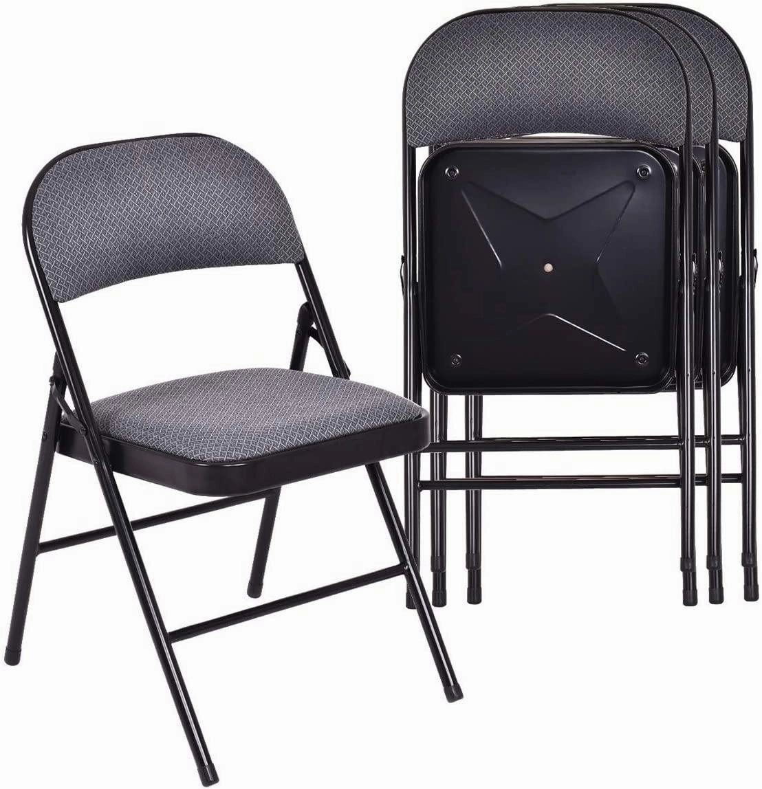 4-Pack Folding Chairs with Metal Frame and Fabric Upholstered Padded Seat