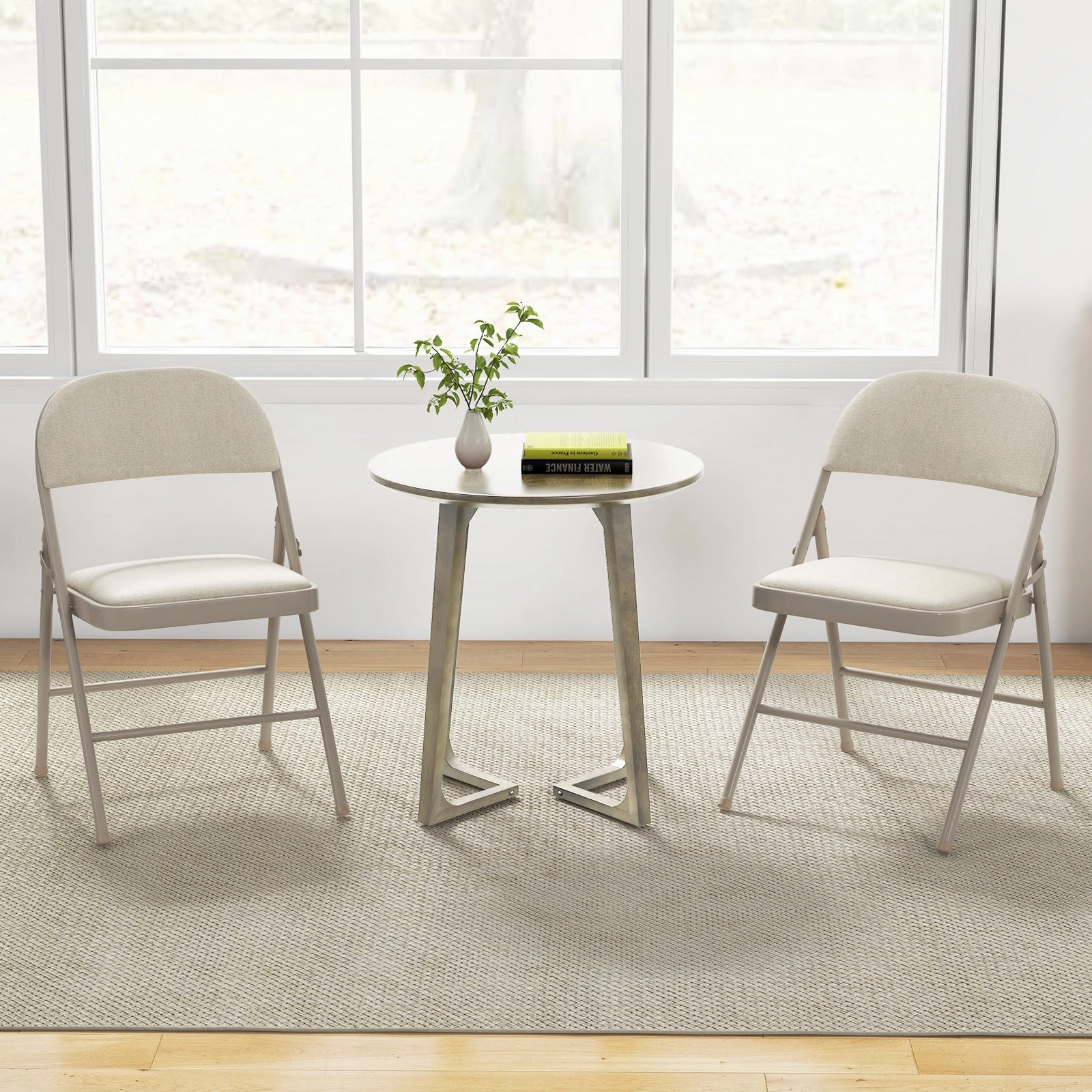 4-Pack Folding Chairs with Metal Frame and Fabric Upholstered Padded Seat
