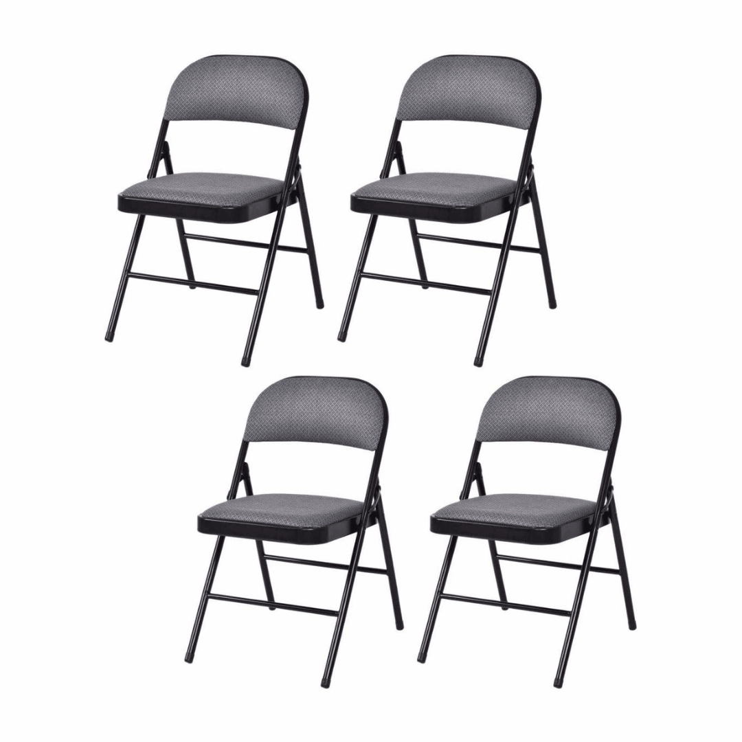 4-Pack Folding Chairs with Metal Frame and Fabric Upholstered Padded Seat office supplies, stationery