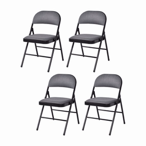 4-Pack Folding Chairs with Metal Frame and Fabric Upholstered Padded Seat office supplies, stationery
