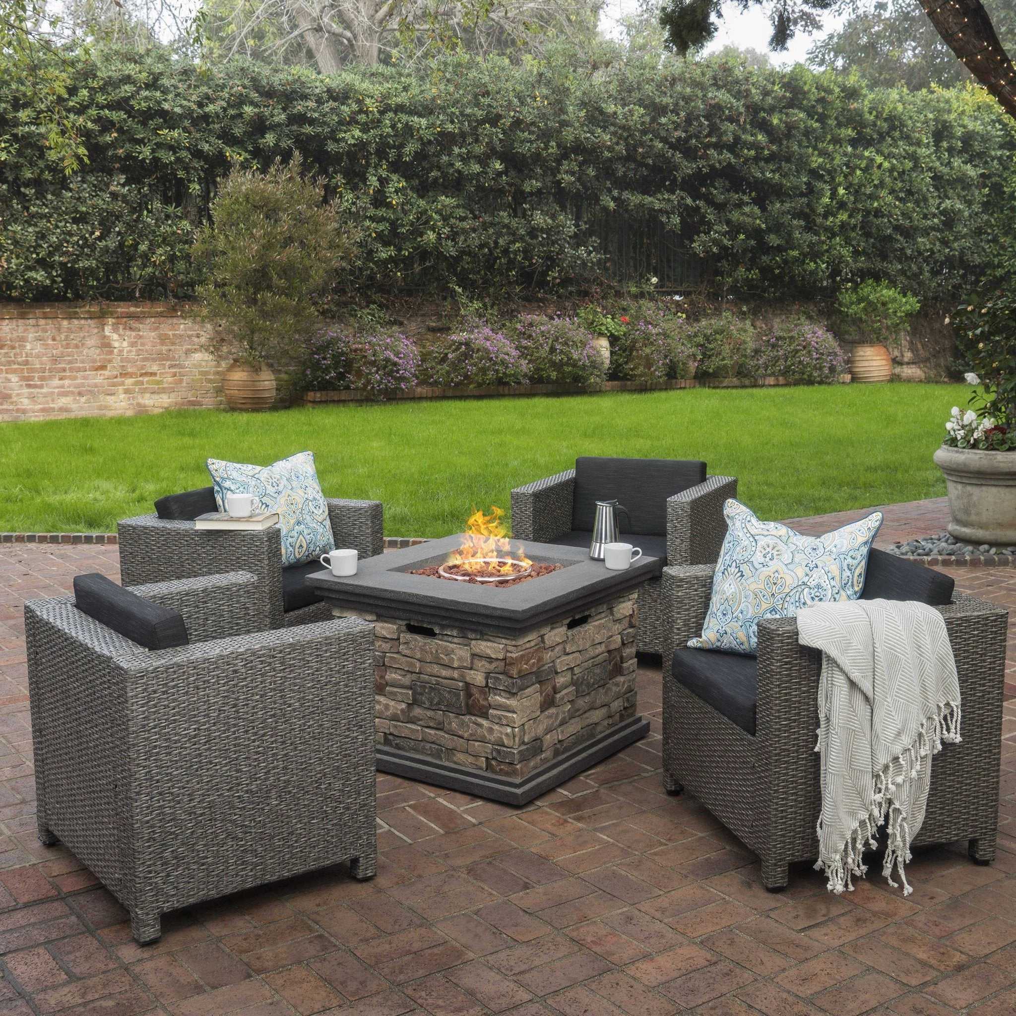 4-Seater Outdoor Fire Pit Chat Set - NH093003 outdoor furniture, garden bench