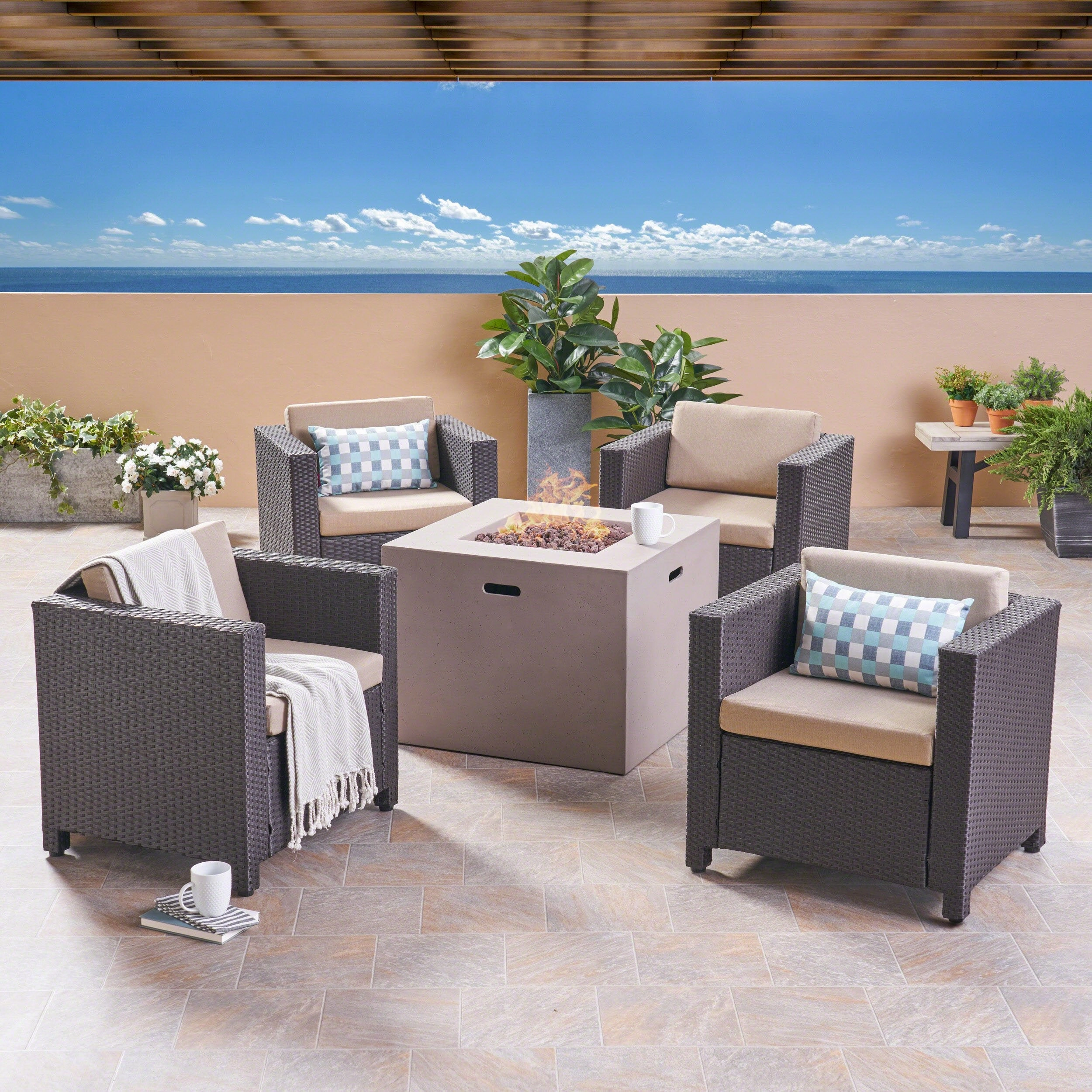 4-Seater Outdoor Fire Pit Chat Set - NH782503 outdoor furniture, garden bench