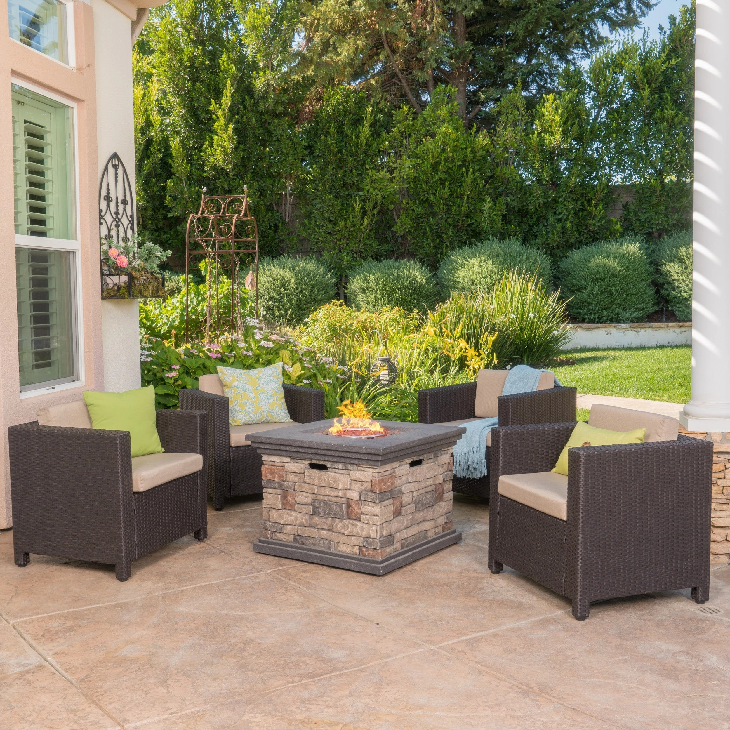 4-Seater Outdoor Fire Pit Chat Set - NH983003 outdoor furniture, garden bench
