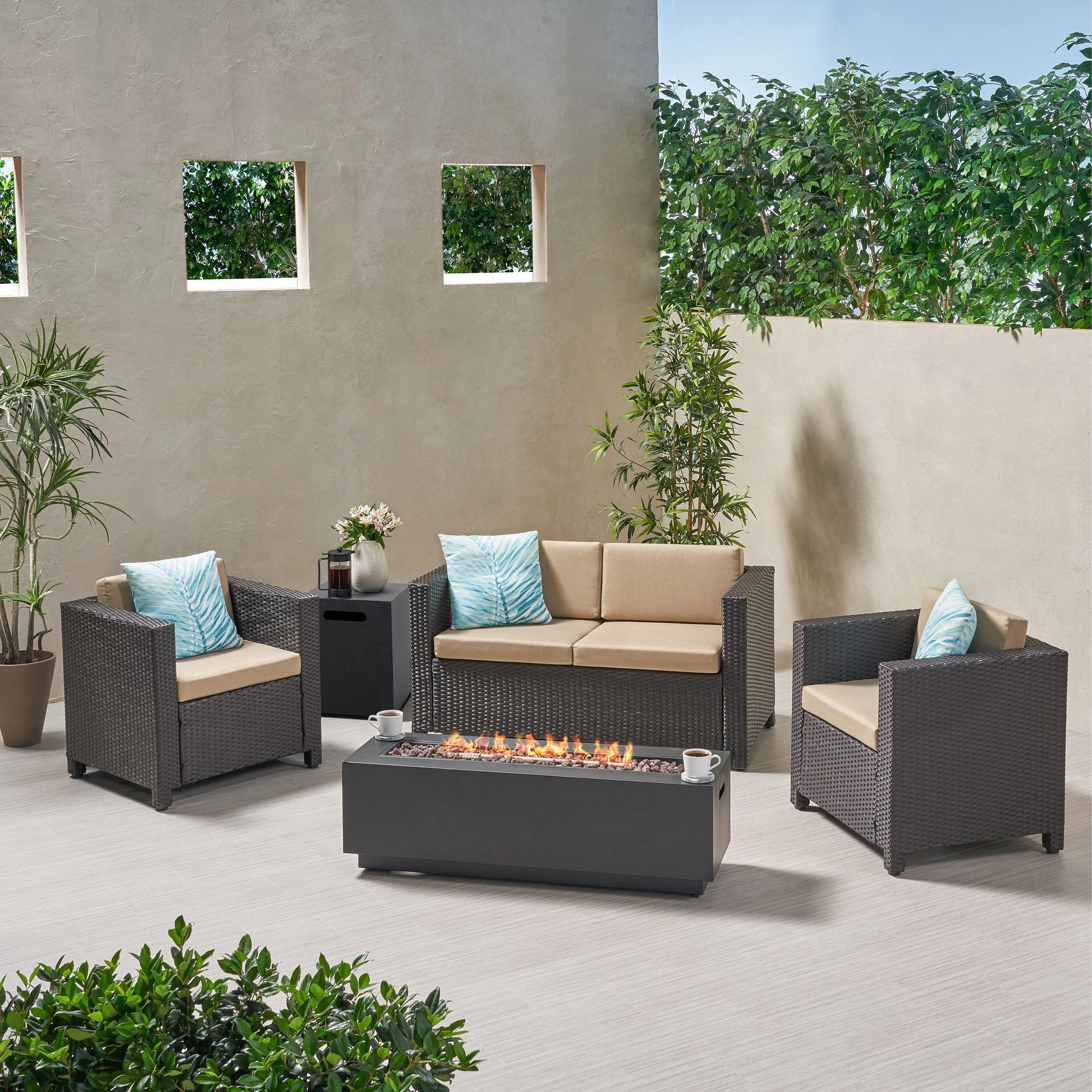 4-Seater Outdoor Fire Pit Sofa Set - NH519903 outdoor furniture, garden bench