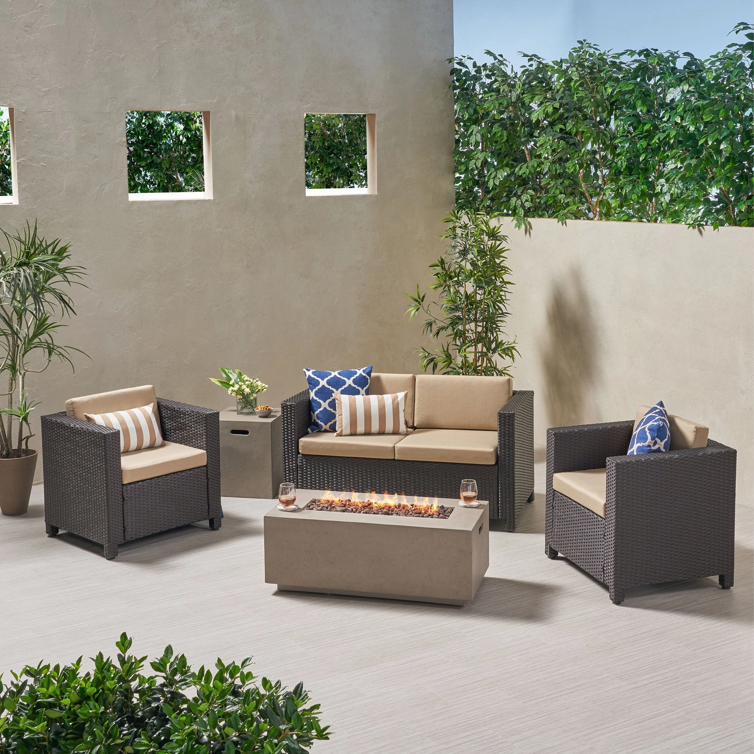 4-Seater Outdoor Fire Pit Sofa Set - NH719903 outdoor furniture, garden bench