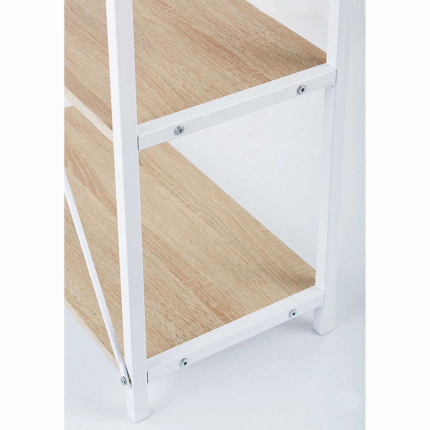 4-Tier Shelves Computer Workstation Desk, Natural Colour