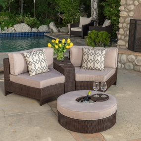 4pc Outdoor Chat Set w/ Storage Trunk & Ice Bucket - NH250992 outdoor furniture, garden bench