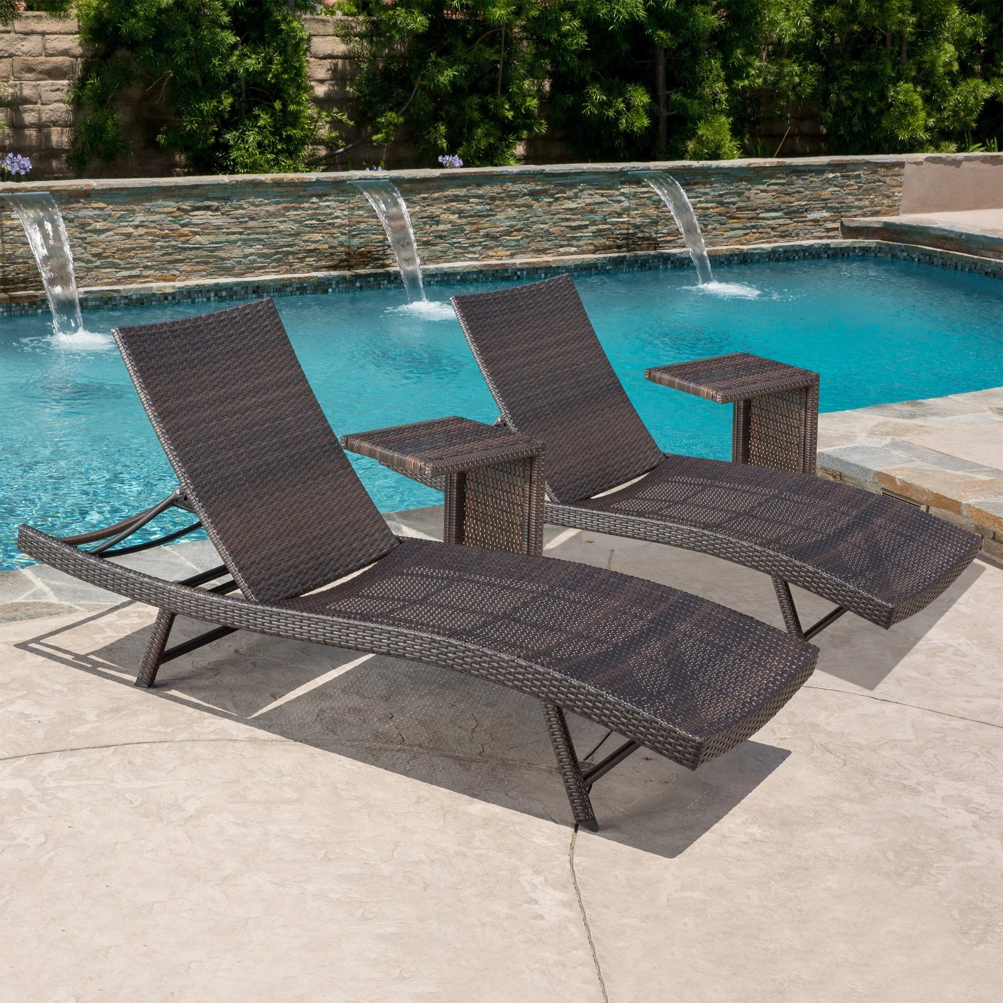 4pc Wicker Chaise Lounges & Tables Set - NH942792 outdoor furniture, garden bench