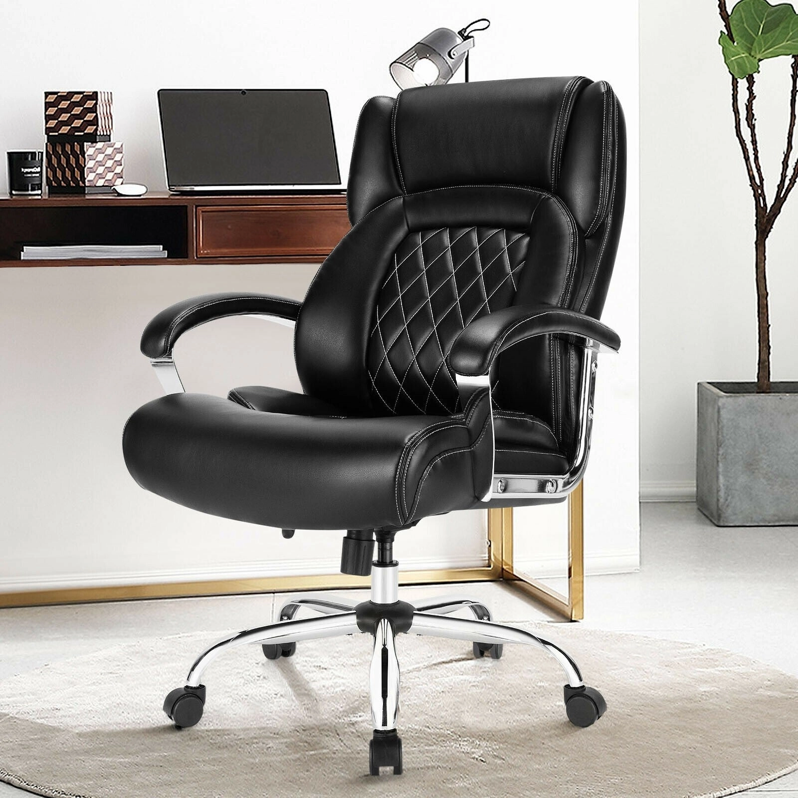 500 LBS Leather Office Chair, Height Adjustable Big and Tall Executive Chair
