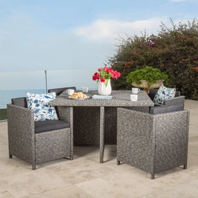 5-Piece Outdoor Dark Grey Wicker Dining Set - NH890992 outdoor lounge chair, patio sofa