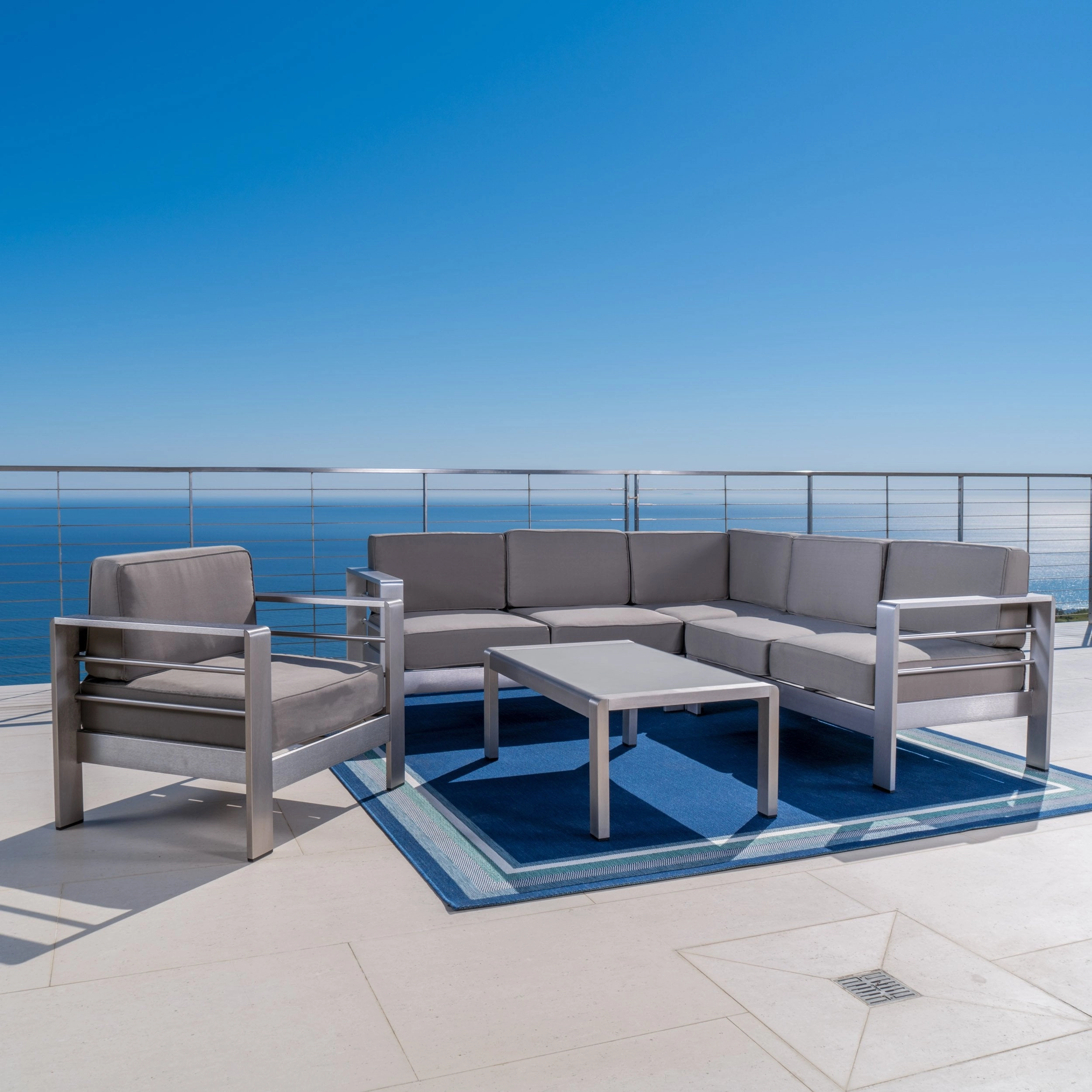 5-Piece Outdoor Modern Aluminum Sectional Sofa Set - NH276692 outdoor furniture, garden bench