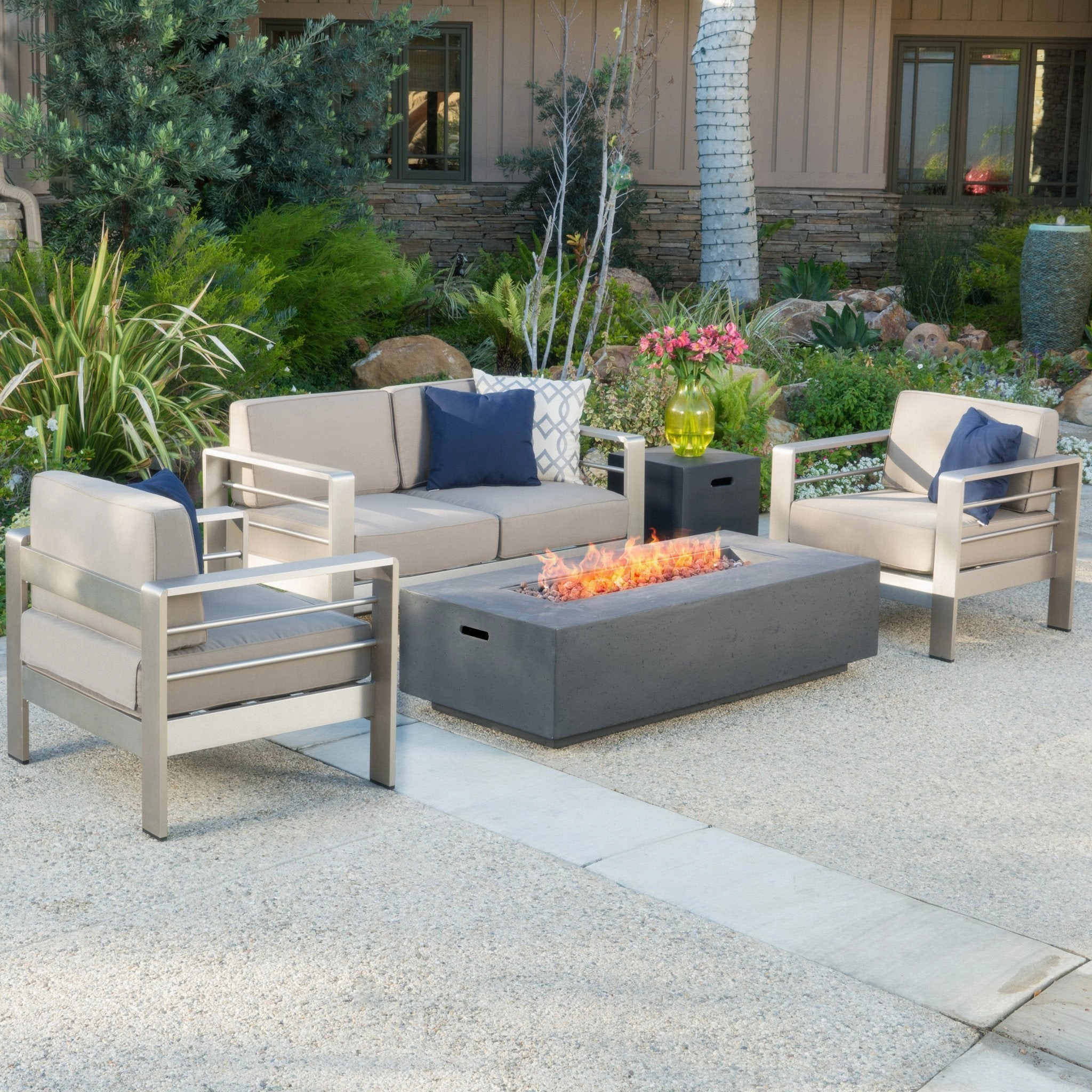5pc Outdoor Fire Table Sofa Set - NH878992 outdoor furniture, garden bench