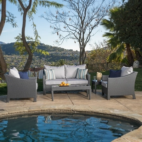 5pc Outdoor Grey Wicker Sofa Set - NH660692 outdoor furniture, garden bench