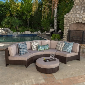 5pc Outdoor Sectional Sofa Set w/ Ice Bucket Ottoman - NH440992 outdoor furniture, garden bench
