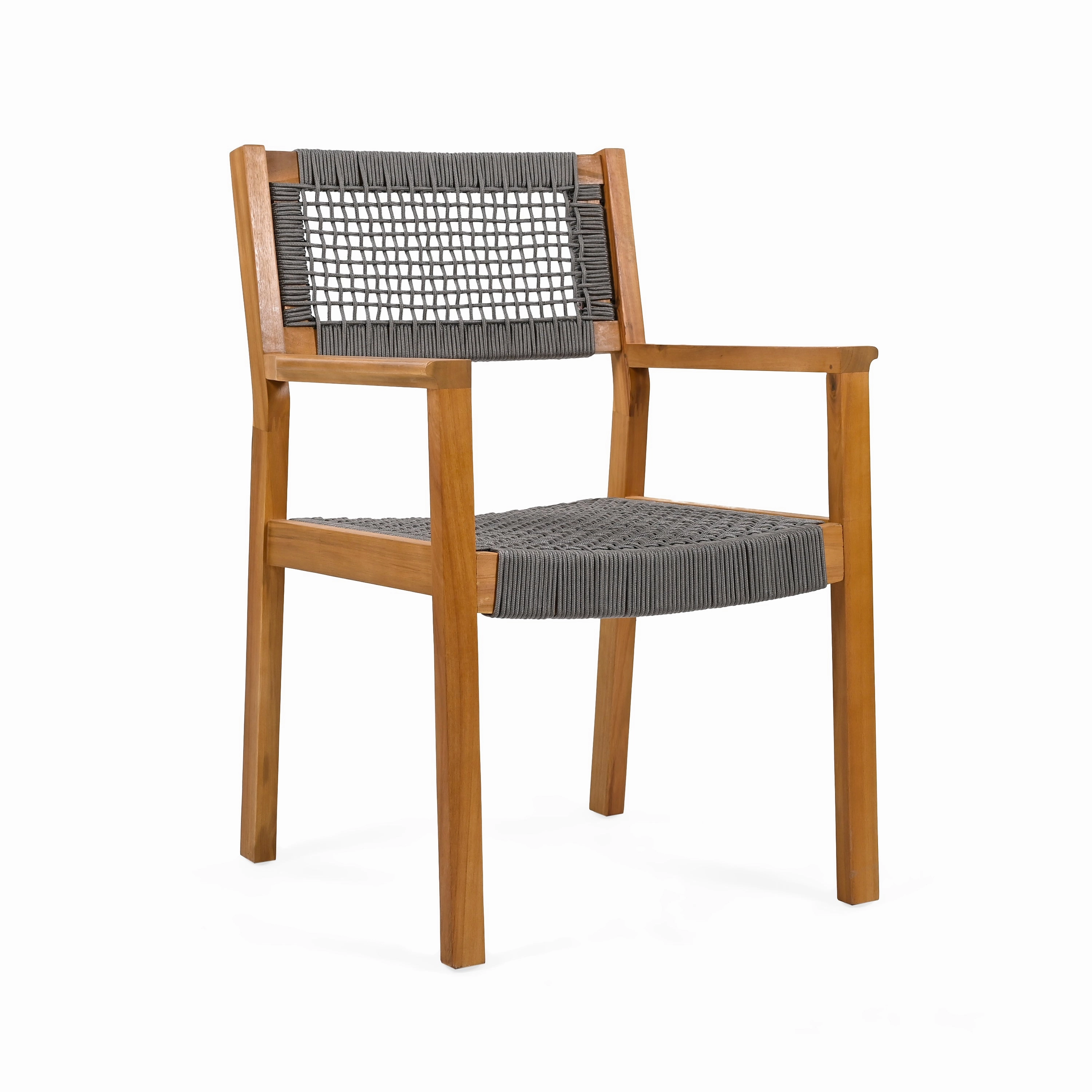 5Pcs Outdoor Patio Dining Set, Rope Weave Chairs & Metal Frame Table