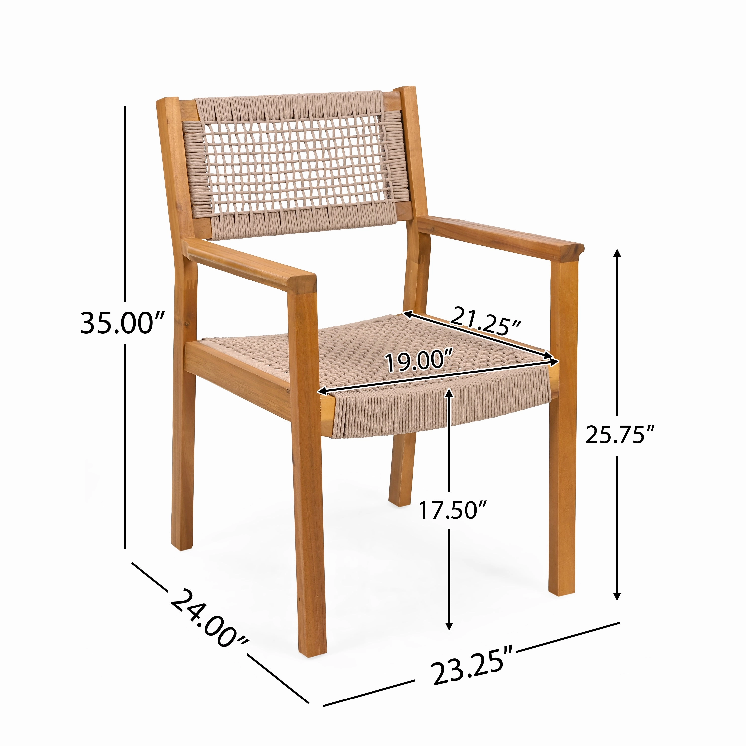 5Pcs Outdoor Patio Dining Set, Rope Weave Chairs & Metal Frame Table