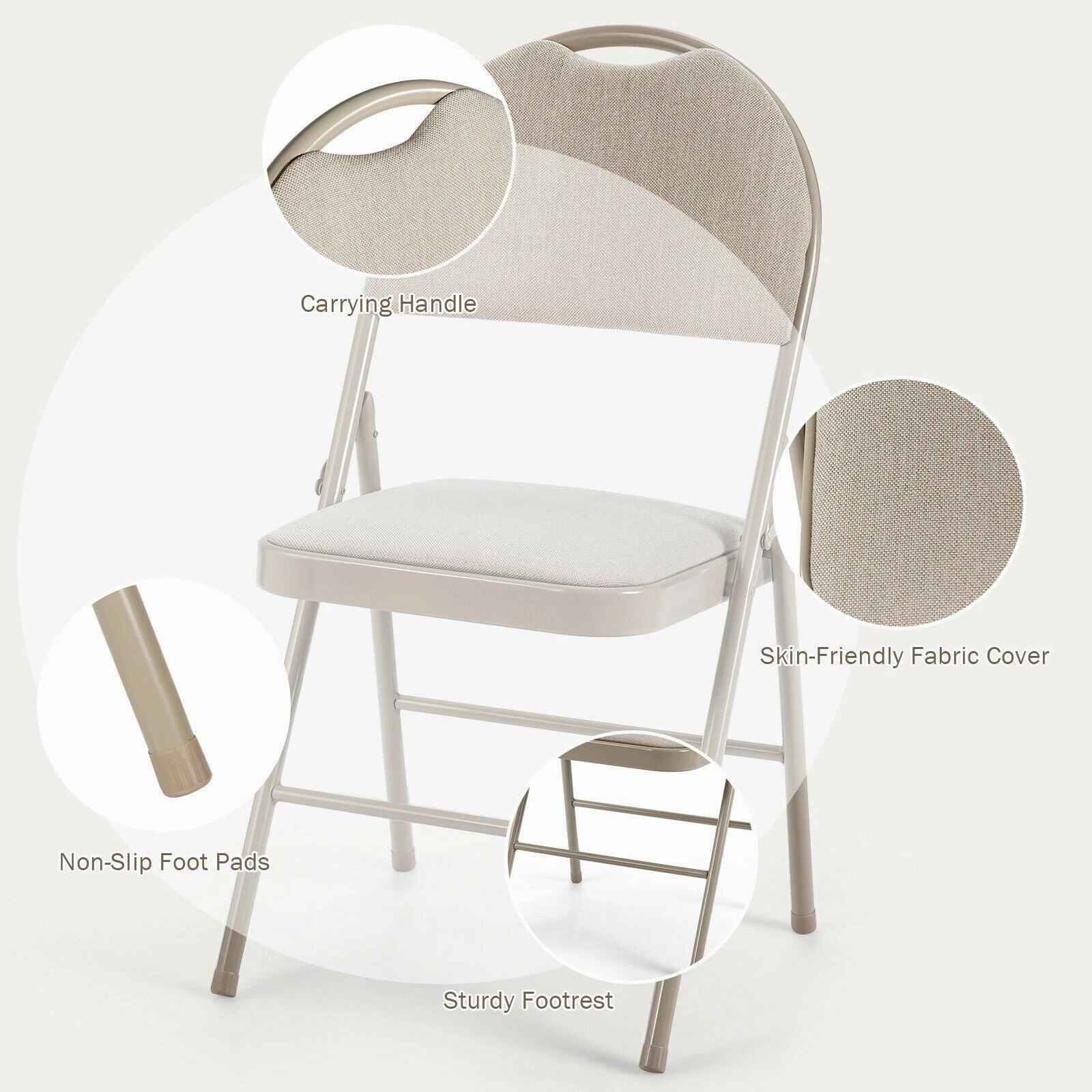 6 PCS Folding Chairs Set Portable Backrest Chair