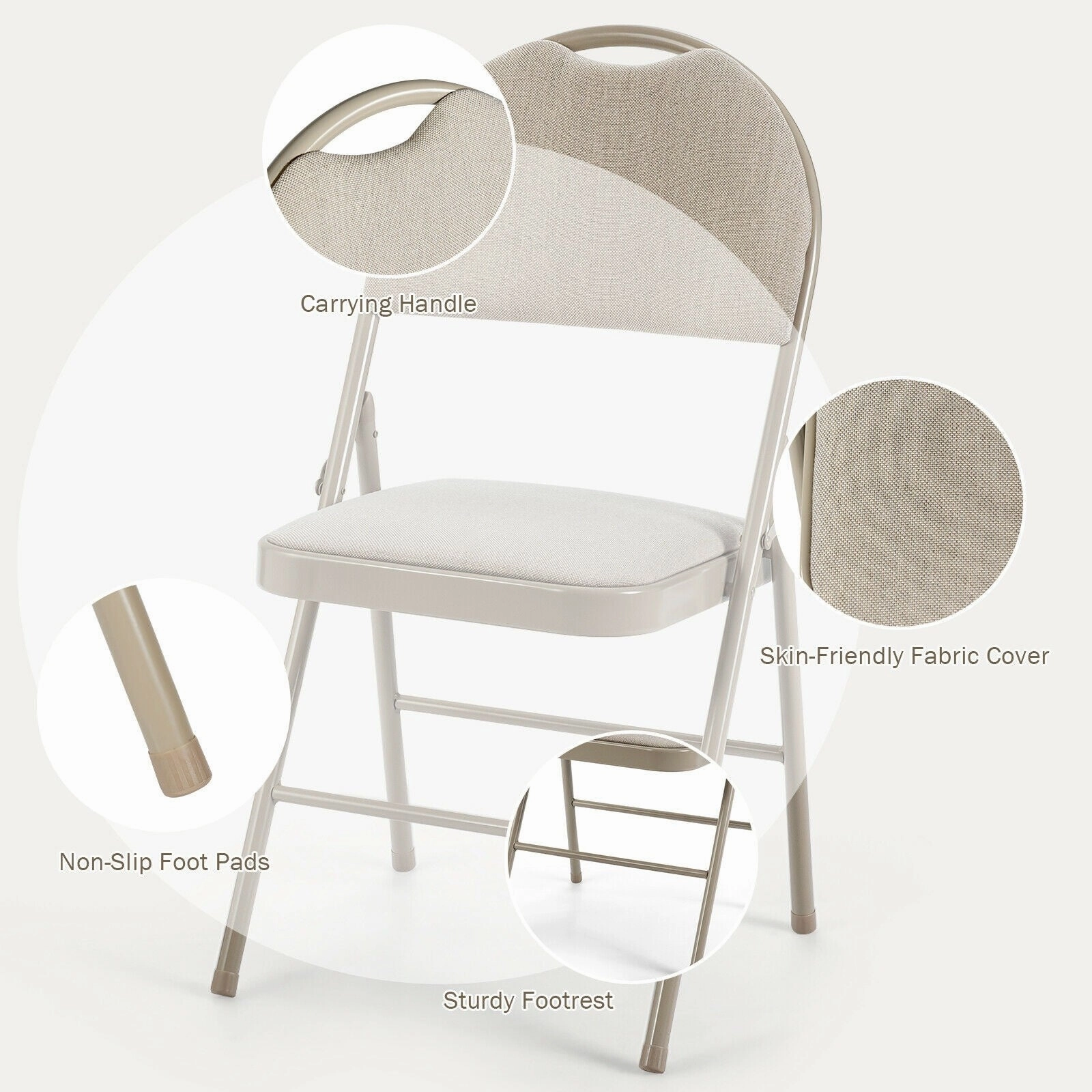 6 PCS Folding Chairs Set Portable Backrest Chair