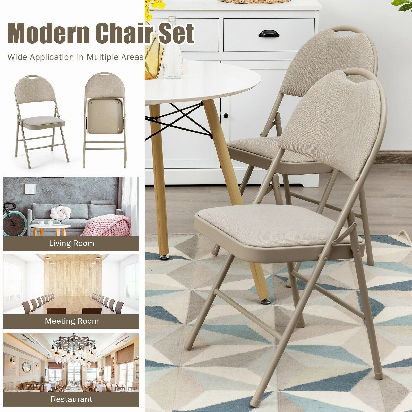 6 PCS Folding Chairs Set Portable Backrest Chair
