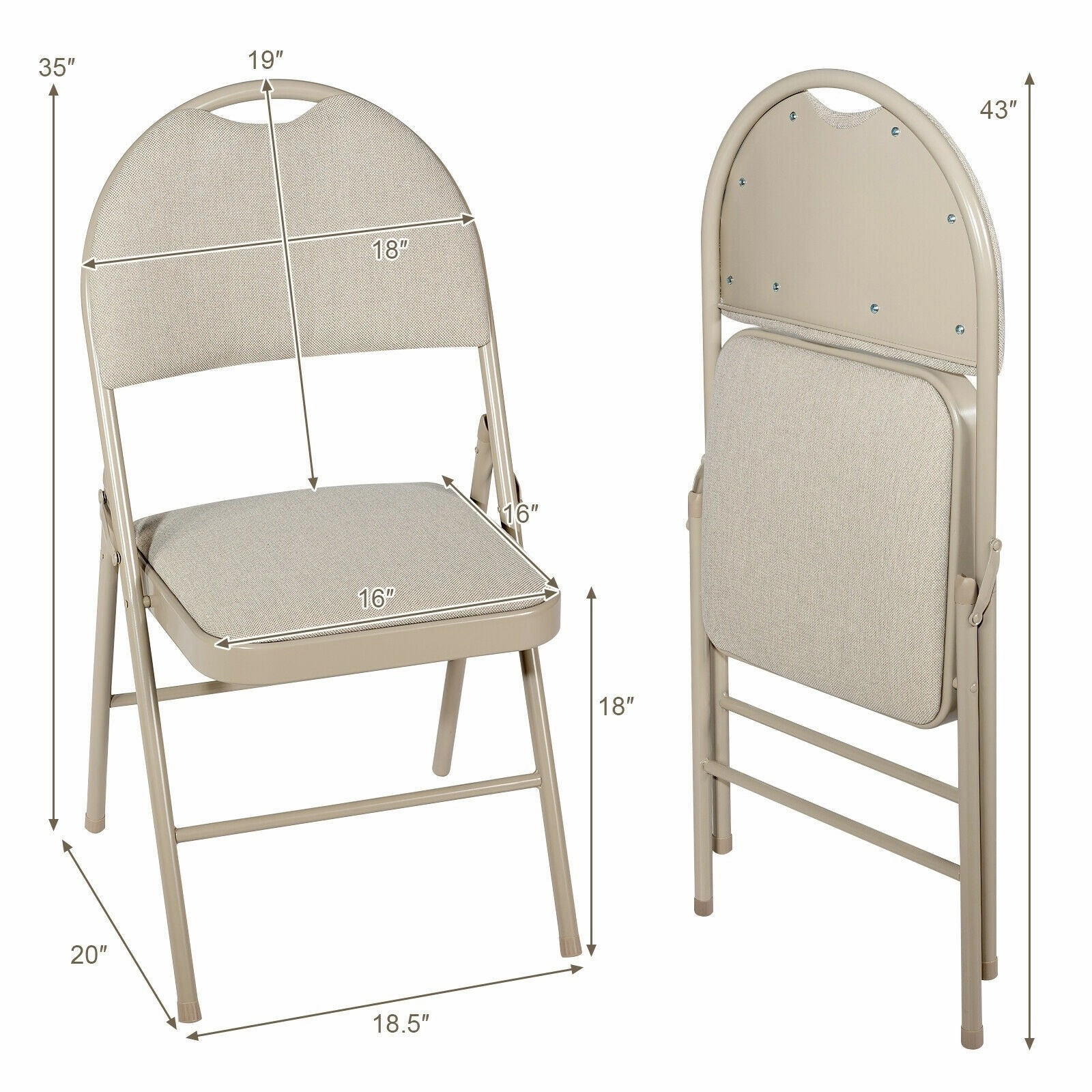 6 PCS Folding Chairs Set Portable Backrest Chair
