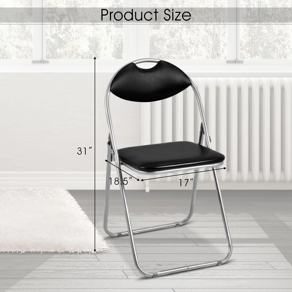 6 PCS Folding Chairs Set with Padded Seats and Carrying Handle