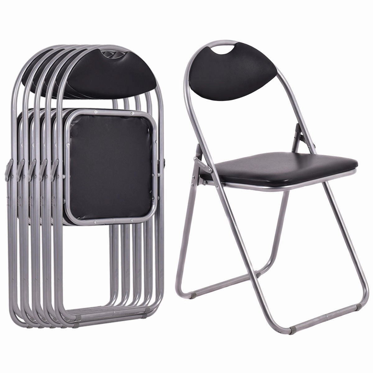 6 PCS Folding Chairs Set with Padded Seats and Carrying Handle