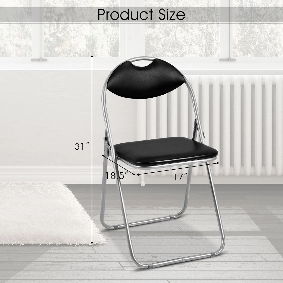 6 PCS Folding Chairs Set with Padded Seats and Carrying Handle