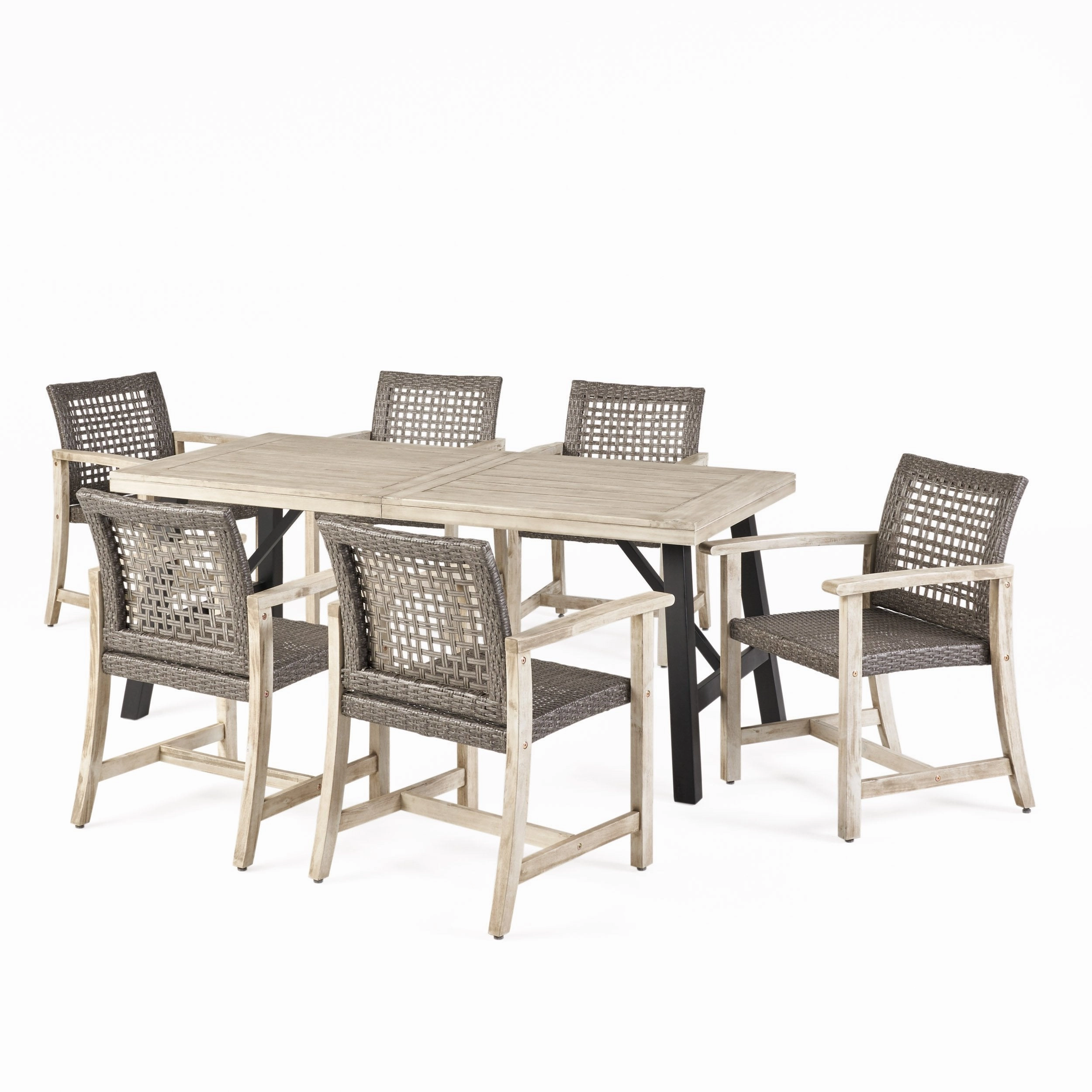 6 Seater Outdoor Acacia Wood and Wicker Dining Set - NH104013 outdoor lounge chair, patio sofa