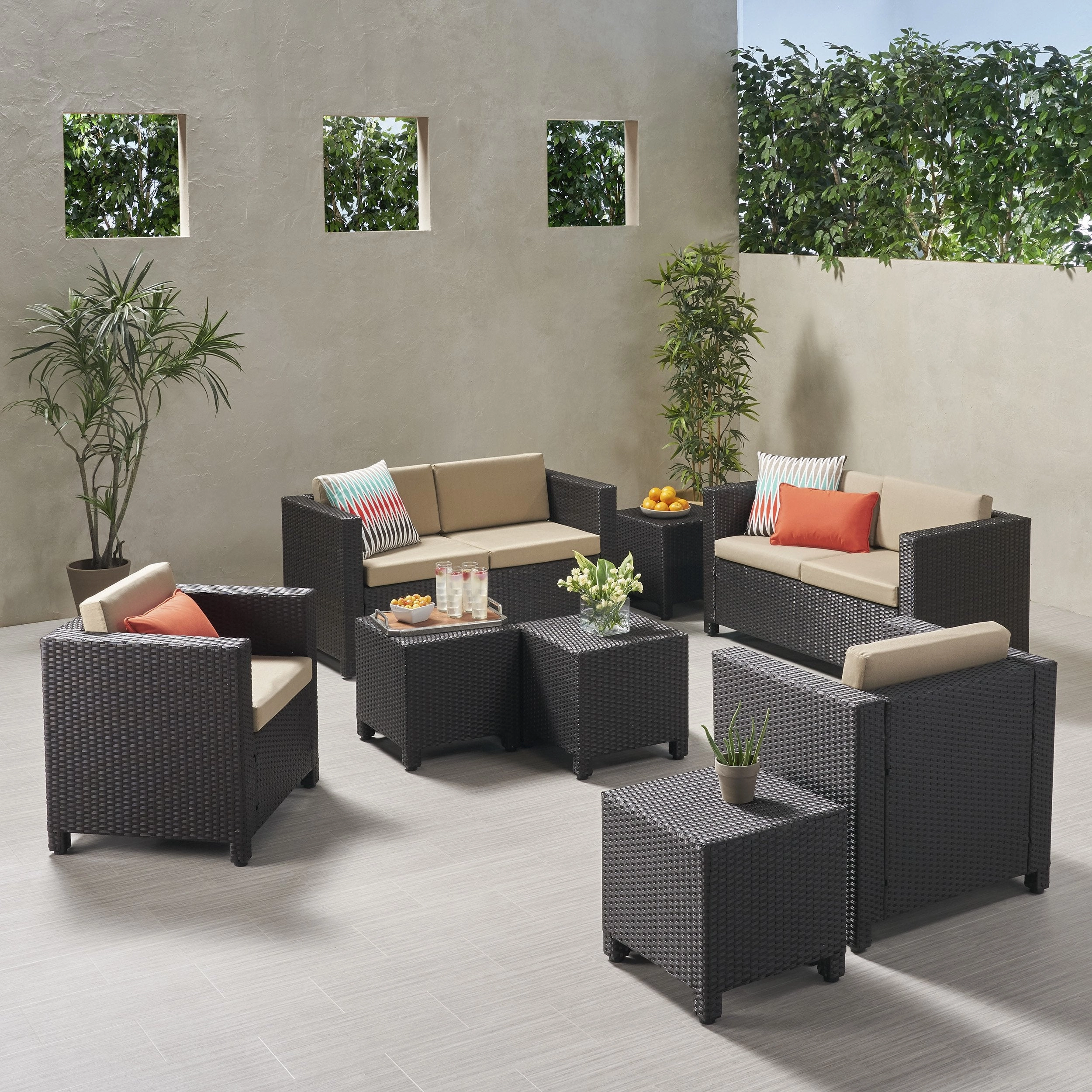 6-Seater Outdoor Sofa Set with Side Tables - NH339903 outdoor furniture, garden bench