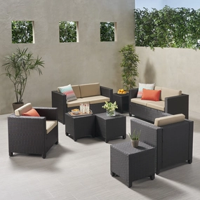 6-Seater Outdoor Sofa Set with Side Tables - NH339903 outdoor furniture, garden bench