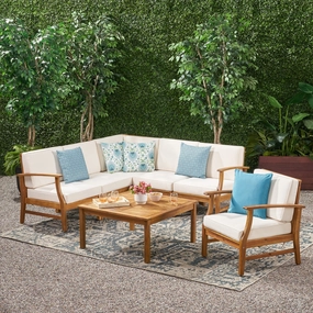 6-Seater Outdoor Wooden Sectional - NH132203 outdoor furniture, garden bench