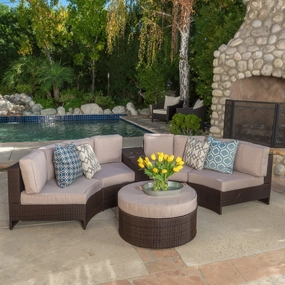 6pc Outdoor Sectional Sofa Set w/ Storage Trunk - NH640992 outdoor furniture, garden bench