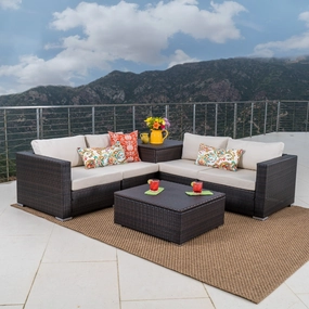 6pc Outdoor Wicker Sectional Sofa w/ Storage - NH225992 outdoor furniture, garden bench