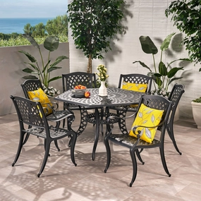 7 Piece Bronze Cast Aluminum Outdoor Dining Set - NH770932 outdoor lounge chair, patio sofa